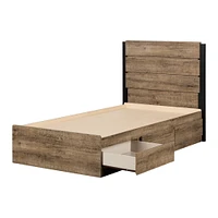 Twin Bed and Headboard Set - Arlen Weathered Oak