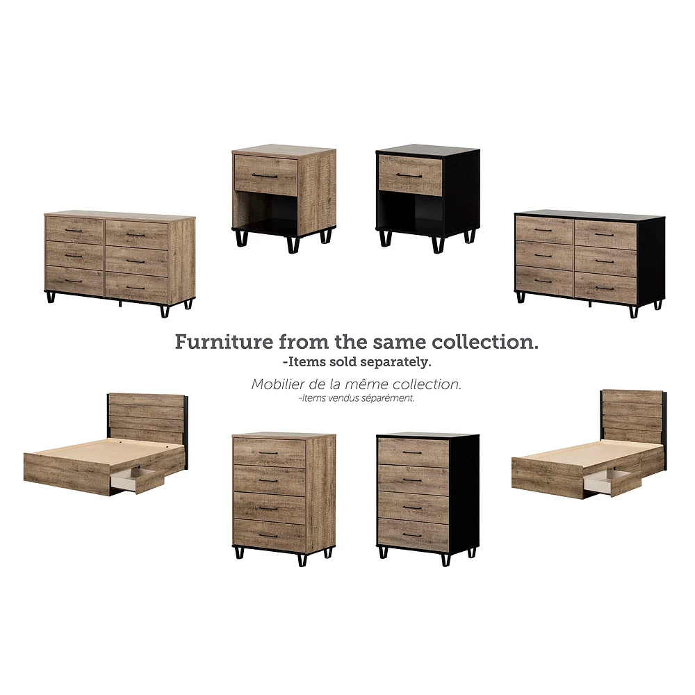 Twin Bed and Headboard Set - Arlen Weathered Oak