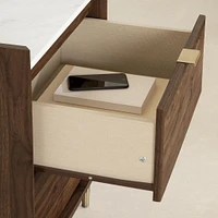 2-Drawer Nightstand - Hype Natural Walnut and Carrara Marble