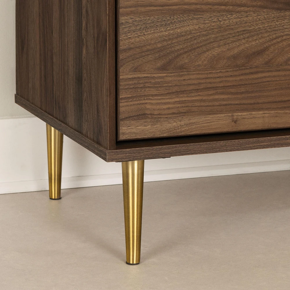 2-Drawer Nightstand - Hype Natural Walnut and Carrara Marble