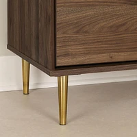 2-Drawer Nightstand - Hype Natural Walnut and Carrara Marble