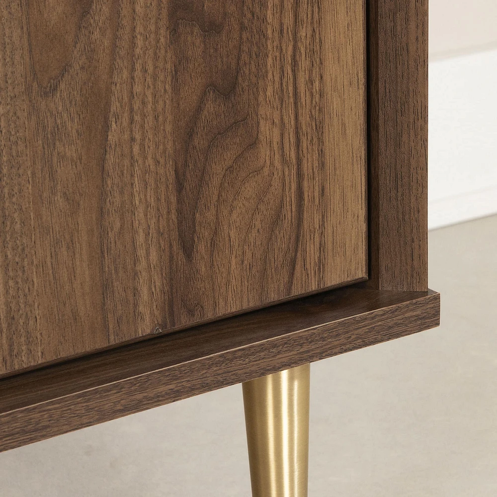 2-Drawer Nightstand - Hype Natural Walnut and Carrara Marble