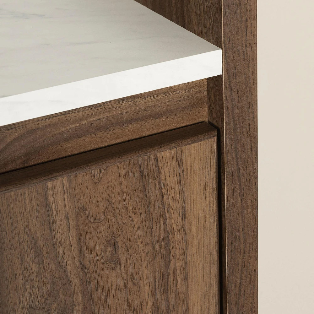 2-Drawer Nightstand - Hype Natural Walnut and Carrara Marble