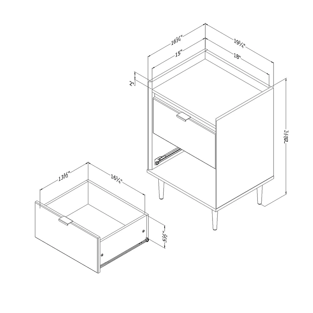 2-Drawer Nightstand - Hype Natural Walnut and Carrara Marble