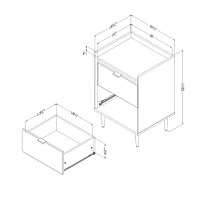 2-Drawer Nightstand - Hype Natural Walnut and Carrara Marble