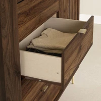 Commode à porte 5 Tiroirs - Hype Noyer naturel et Marbre carrara