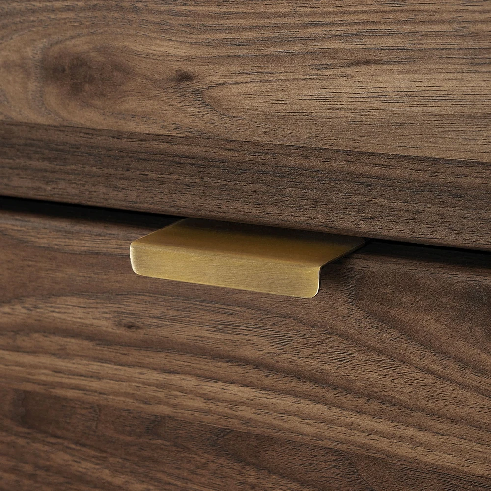 Commode à porte 5 Tiroirs - Hype Noyer naturel et Marbre carrara