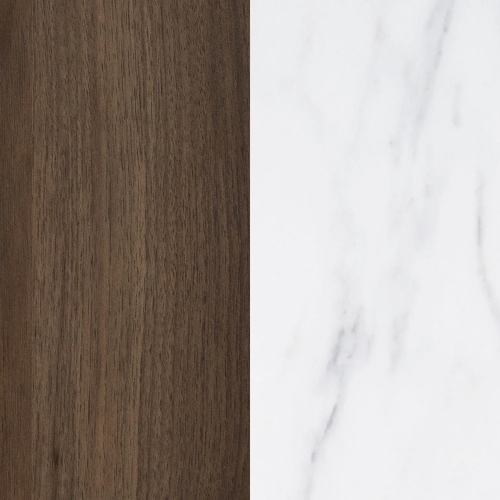 Commode à porte 5 Tiroirs - Hype Noyer naturel et Marbre carrara