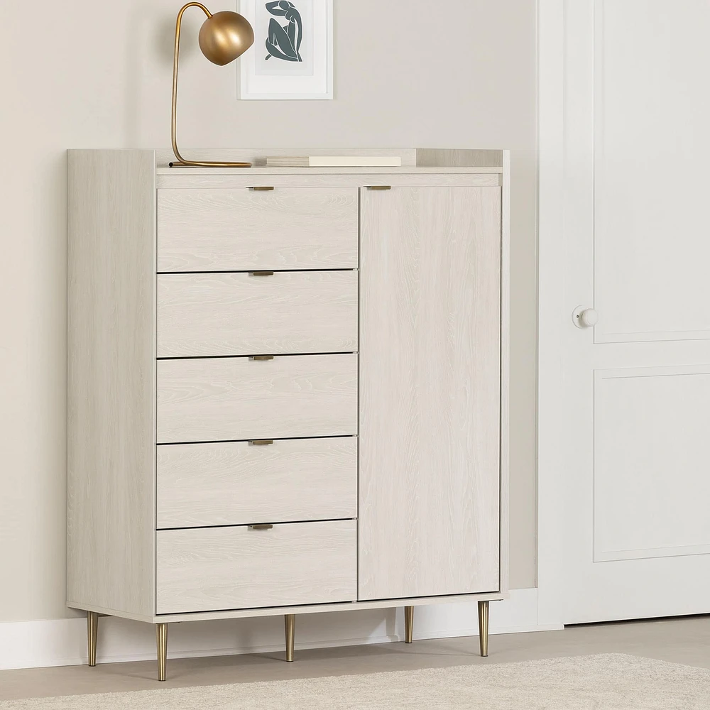 Commode à porte 5 Tiroirs - Hype Chêne Hivernal