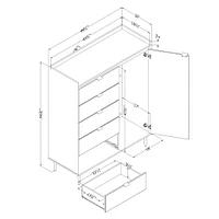 Commode à porte 5 Tiroirs - Hype Chêne Hivernal
