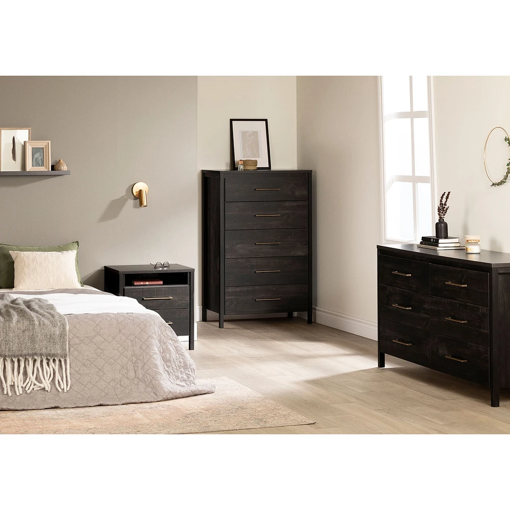6-Drawer Double Dresser - Gravity Rubbed Black