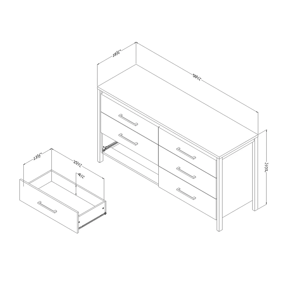 6-Drawer Double Dresser - Gravity Rubbed Black