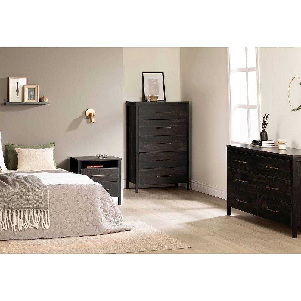 2-Drawer Nightstand - Gravity Rubbed Black