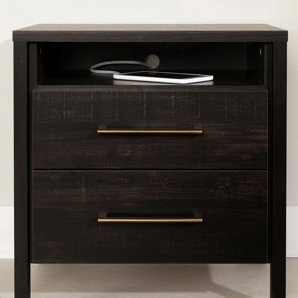 2-Drawer Nightstand - Gravity Rubbed Black