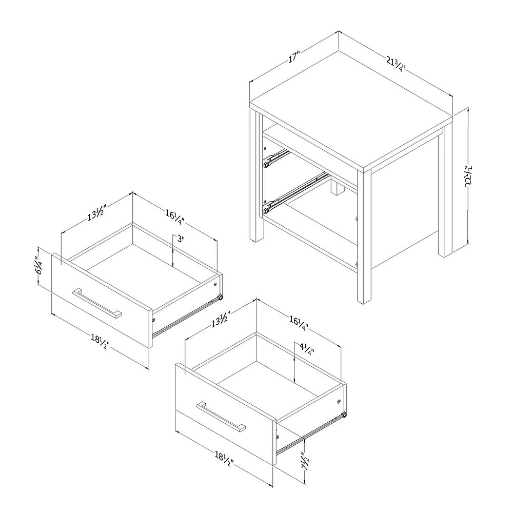 2-Drawer Nightstand - Gravity Rubbed Black