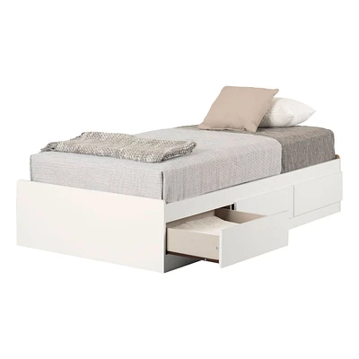 Lit Simple Matelot 3 Tiroirs Munich - Blanc Solide
