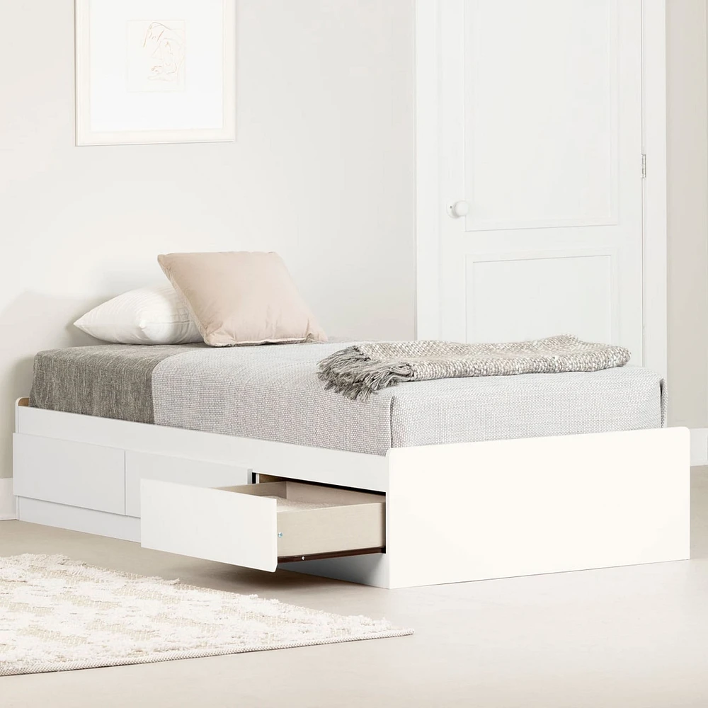 Lit Simple Matelot 3 Tiroirs Munich - Blanc Solide