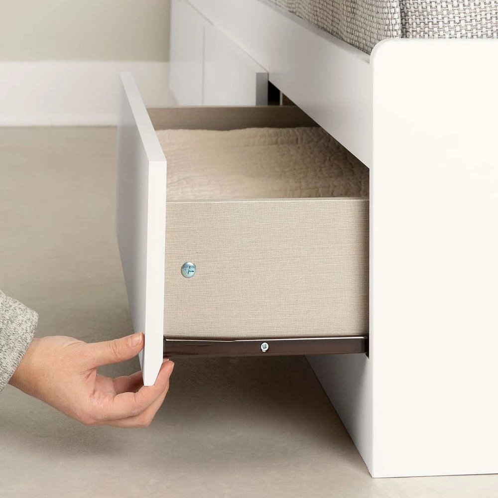 Lit Simple Matelot 3 Tiroirs Munich - Blanc Solide