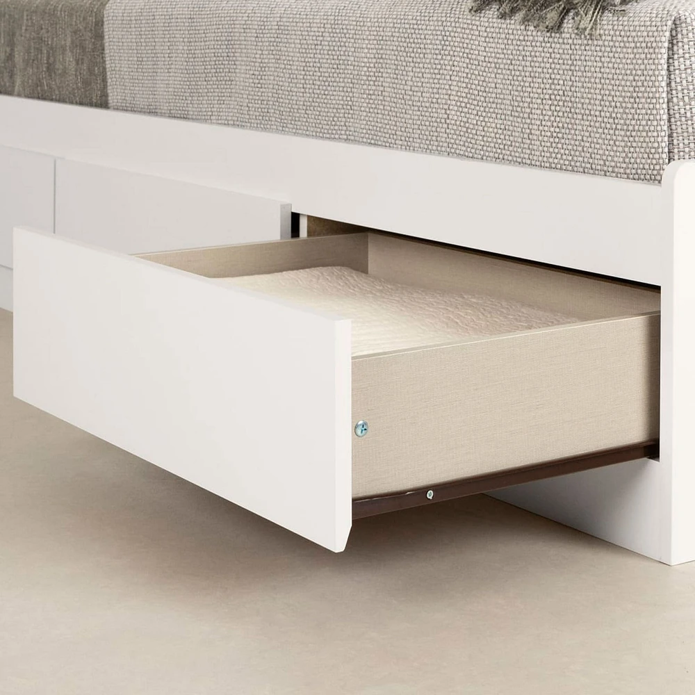Lit Simple Matelot 3 Tiroirs Munich - Blanc Solide