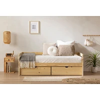 Solid Wood Daybed with Storage Drawers - Sweedi Natural Wood