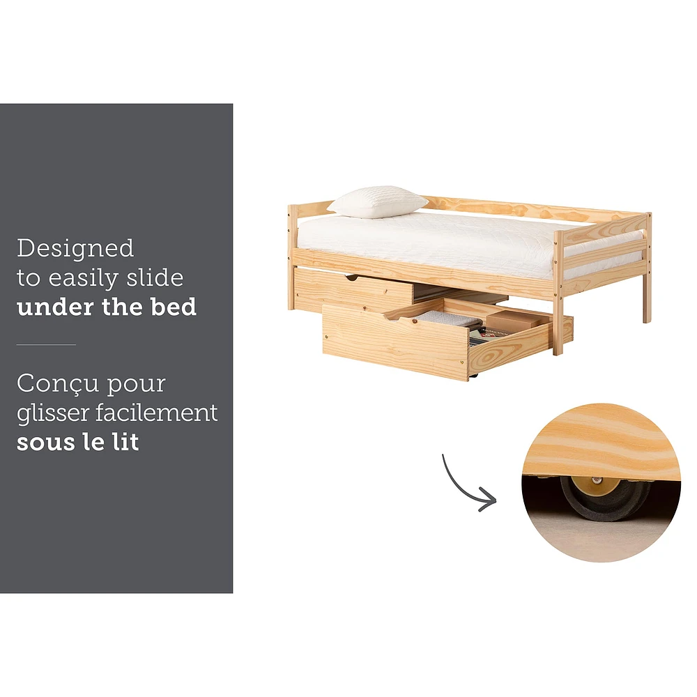 Solid Wood Daybed with Storage Drawers - Sweedi Natural Wood