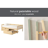Solid Wood Daybed with Storage Drawers - Sweedi Natural Wood
