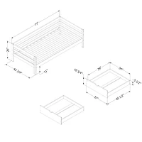 Solid Wood Daybed with Storage Drawers - Sweedi Natural Wood