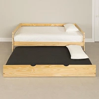 Solid Wood Daybed with Trundle Bed - Sweedi Natural Wood