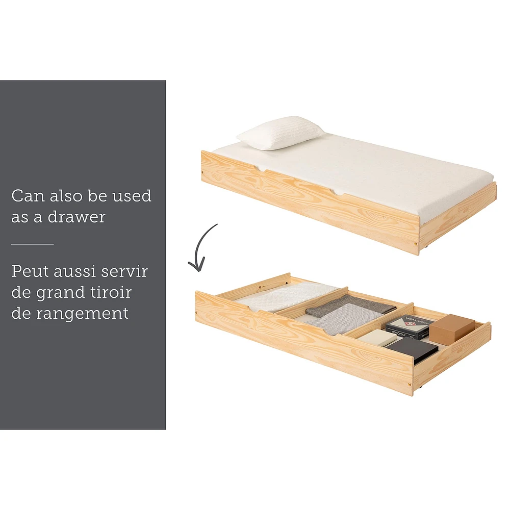 Solid Wood Daybed with Trundle Bed - Sweedi Natural Wood