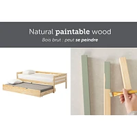 Solid Wood Daybed with Trundle Bed - Sweedi Natural Wood