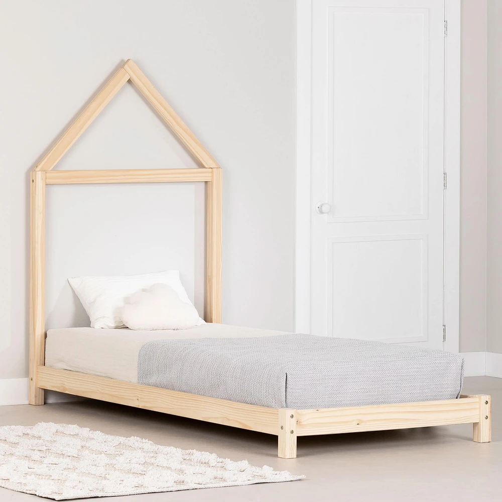 Twin Bed with House Bed Frame Headboard - Sweedi Natural