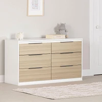 6-Drawer Double Dresser - Hourra Soft Elm and White