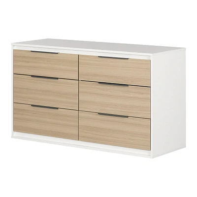6-Drawer Double Dresser - Hourra Soft Elm and White