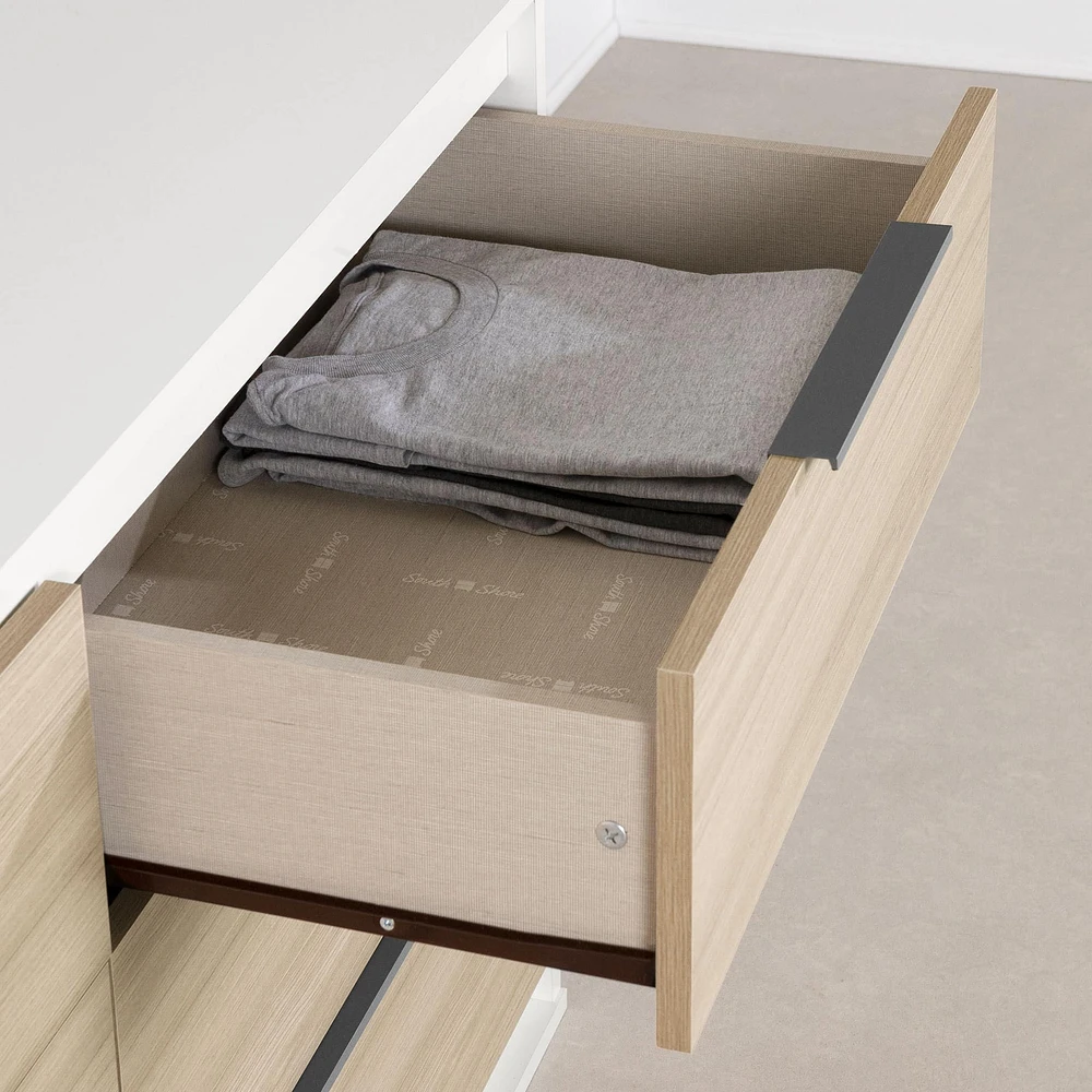 6-Drawer Double Dresser - Hourra Soft Elm and White