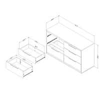 6-Drawer Double Dresser - Hourra Soft Elm and White