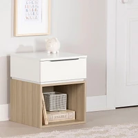 Table de Nuit - Hourra Orme naturel et Blanc