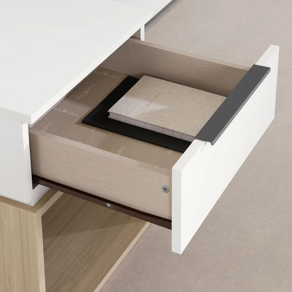 Table de Nuit - Hourra Orme naturel et Blanc