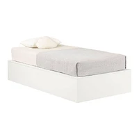Platform Twin Bed with Open Storage Hourra - White
