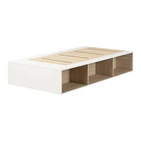 Platform Twin Bed with Open Storage Hourra - White