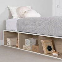 Platform Twin Bed with Open Storage Hourra - White