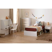 Platform Twin Bed with Open Storage Hourra - White