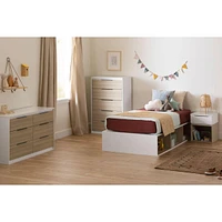 Platform Twin Bed with Open Storage Hourra - White
