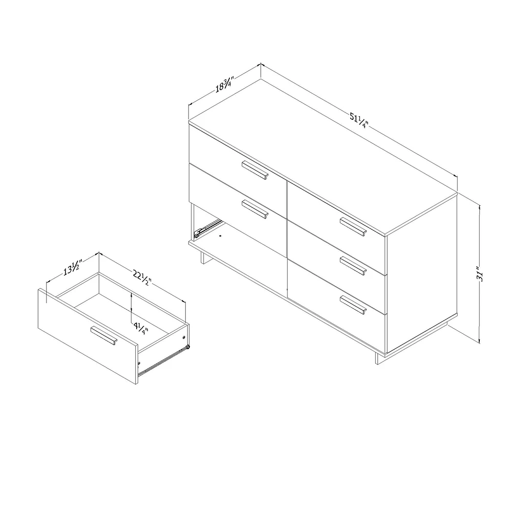 6-Drawer Double Dresser - Cavalleri Pure White