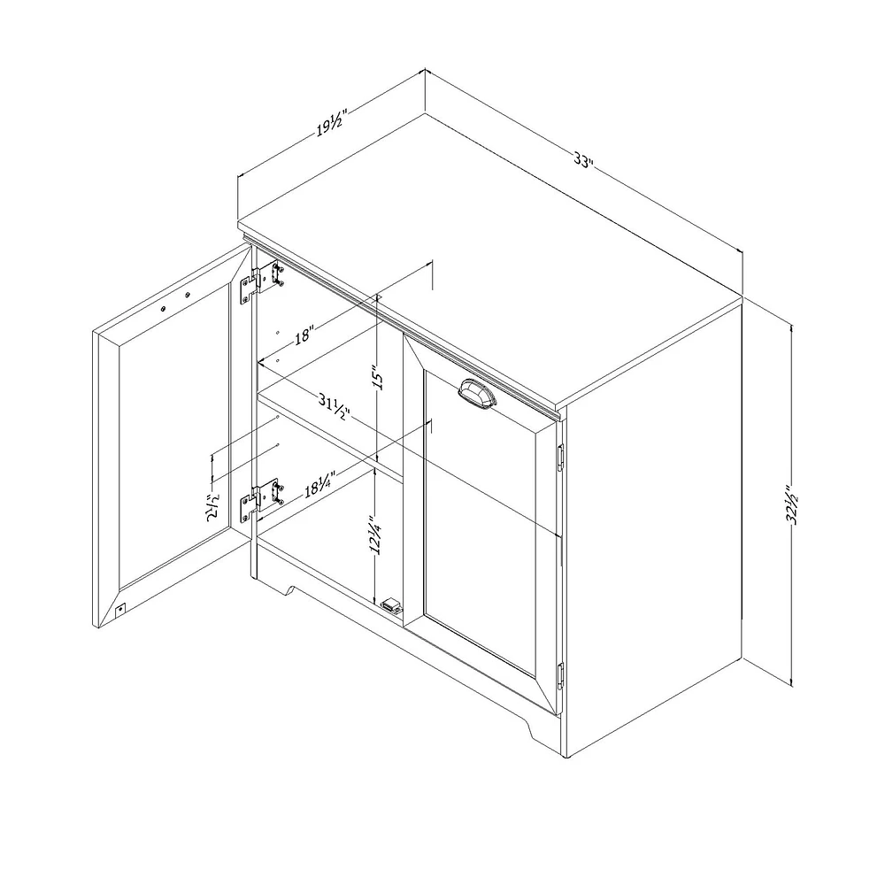 Armoire de rangement avec 2 portes - Farnel Blanc solide