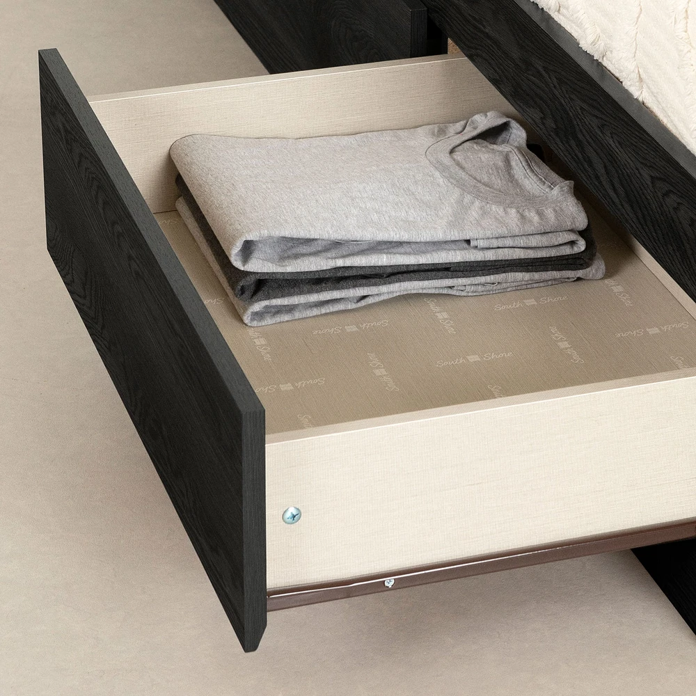 Twin Mates Bed with 3 Drawers - Hourra Gray Oak