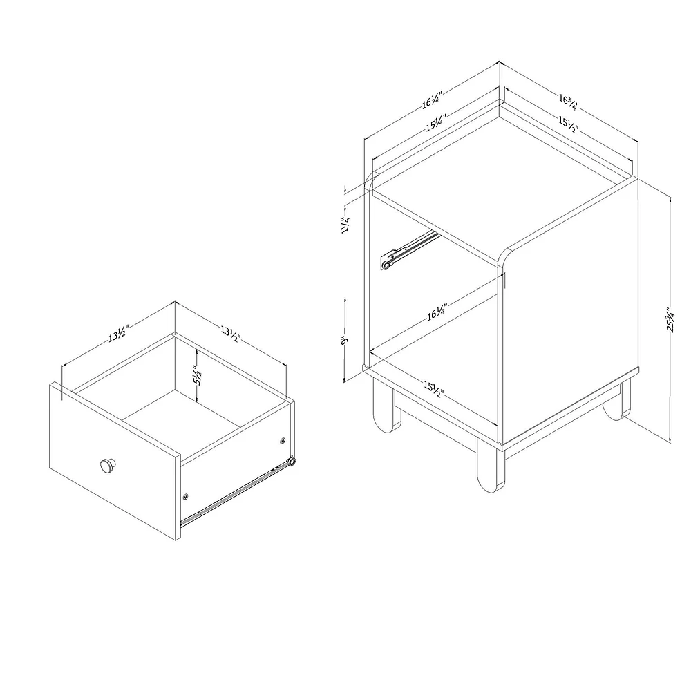 Nightstand - Bebble Soft Gray and White