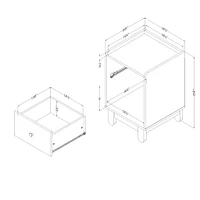 Nightstand - Bebble Soft Gray and White