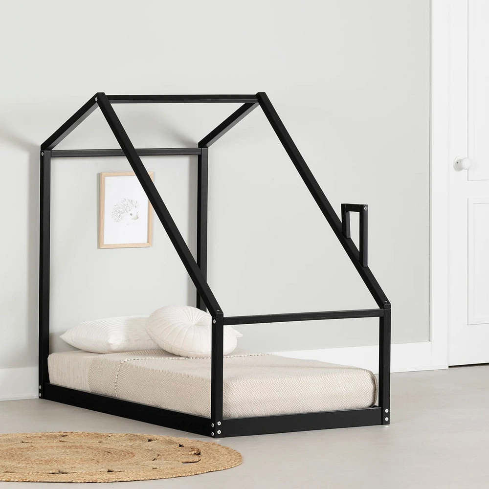 Lit Maison avec cheminée pour Bébé - Sweedi Noir