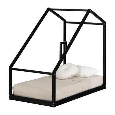 Lit Maison avec cheminée pour Bébé - Sweedi Noir