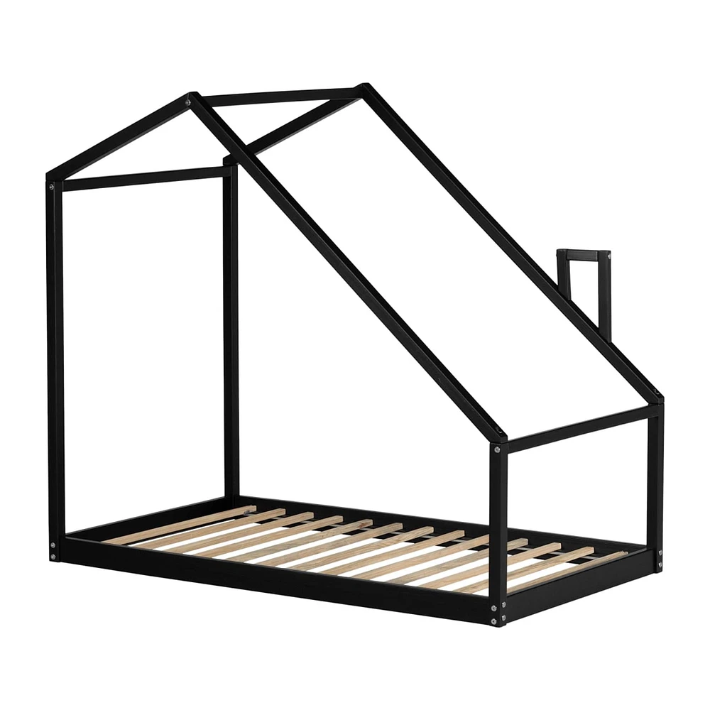 Lit Maison avec cheminée pour Bébé - Sweedi Noir